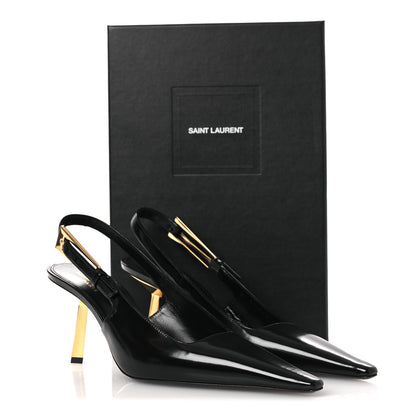 Saint Laurent Vitello Marilyn Lee 75 Slingback Pumps 38.5 Black 13 of 13