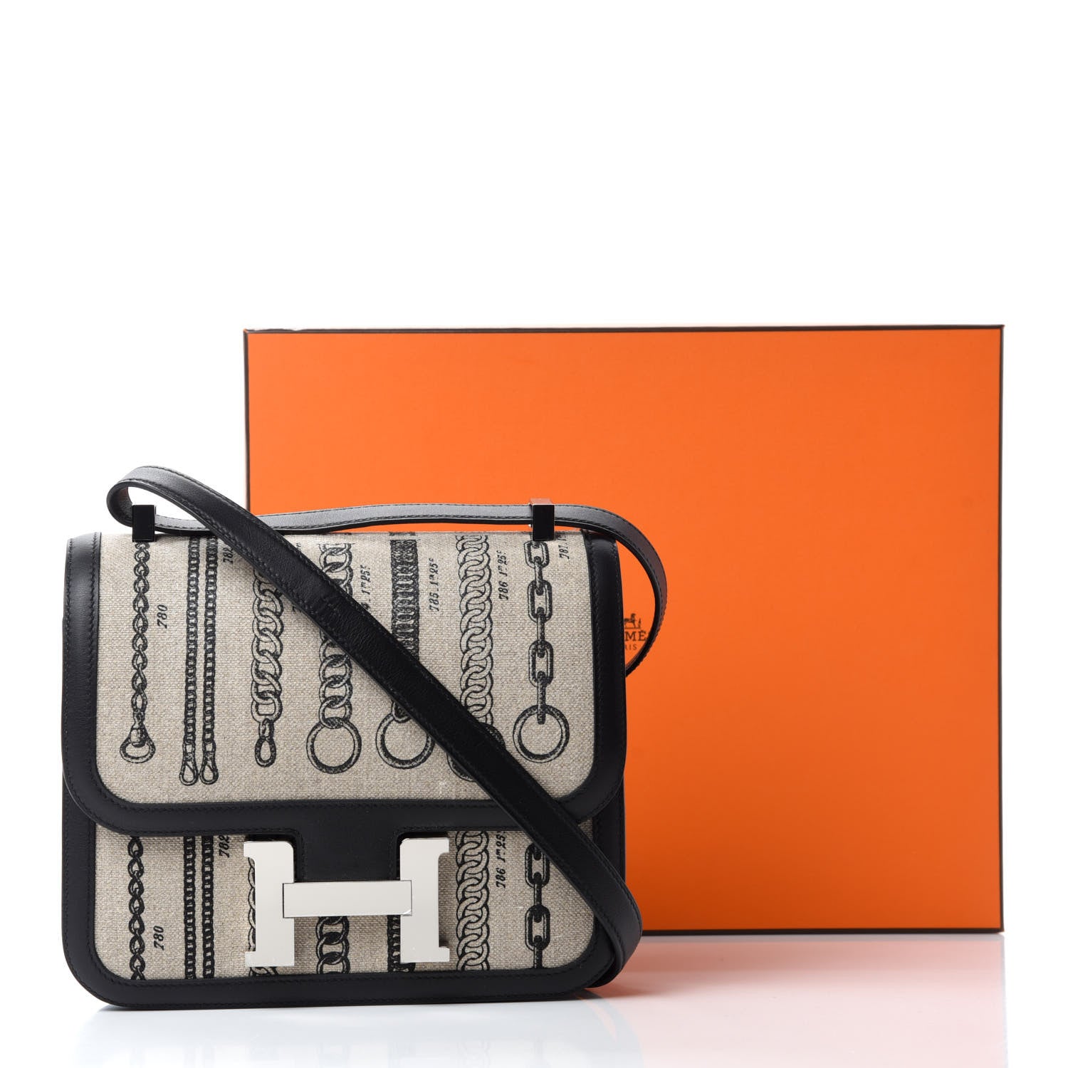 Hermes Swift Toile Dechainee Constance 24 Ficelle Black 11 of 11