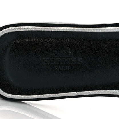 Hermes Velvet Goatskin Crystal Beads Oran Sandals 37.5 Gris Argente 7 of 8
