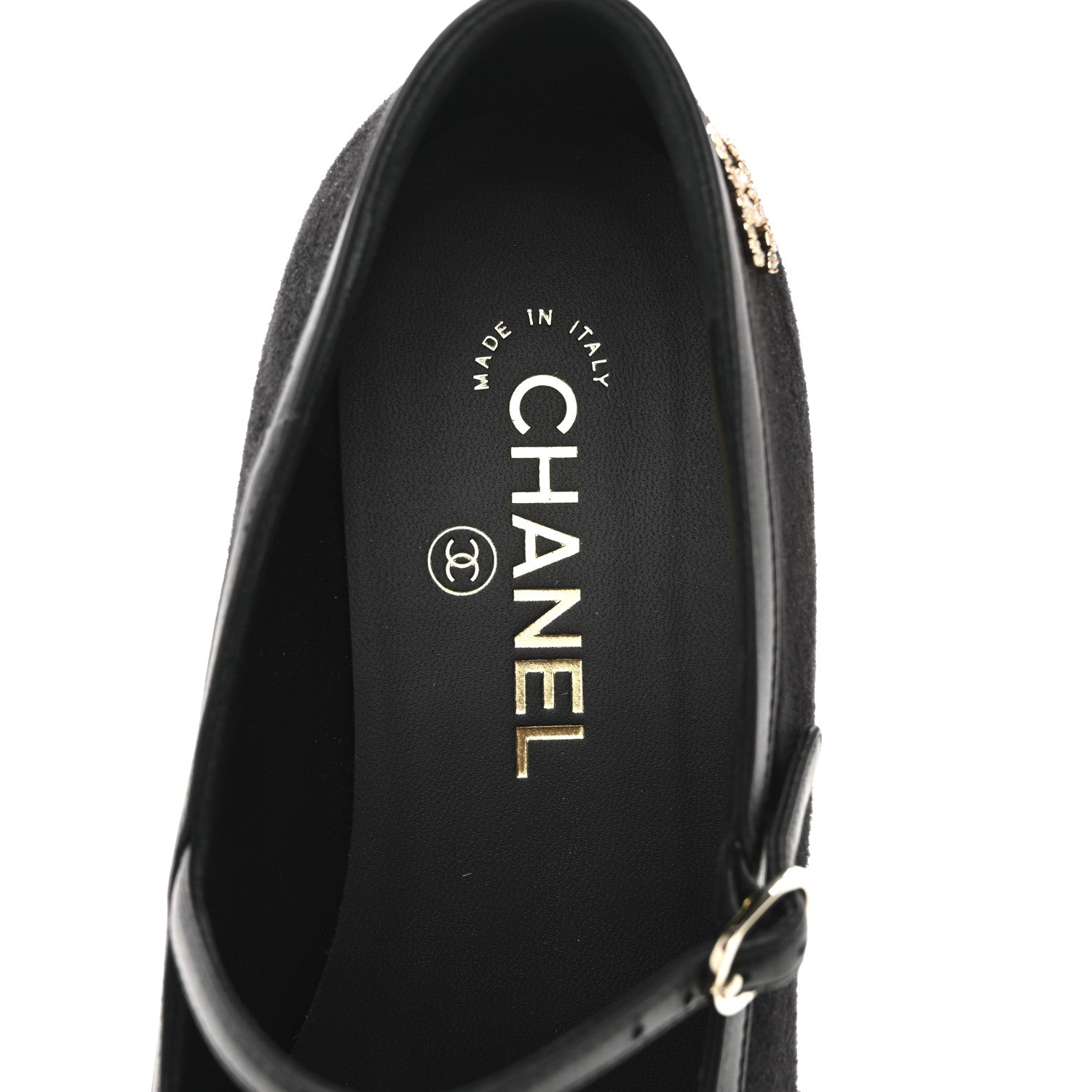 Chanel Suede Kidskin Lambskin Patent Calfskin Cap Toe CC Mary Jane Flats 39.5 Black 7 of 9