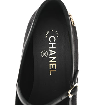Chanel Suede Kidskin Lambskin Patent Calfskin Cap Toe CC Mary Jane Flats 39.5 Black 7 of 9