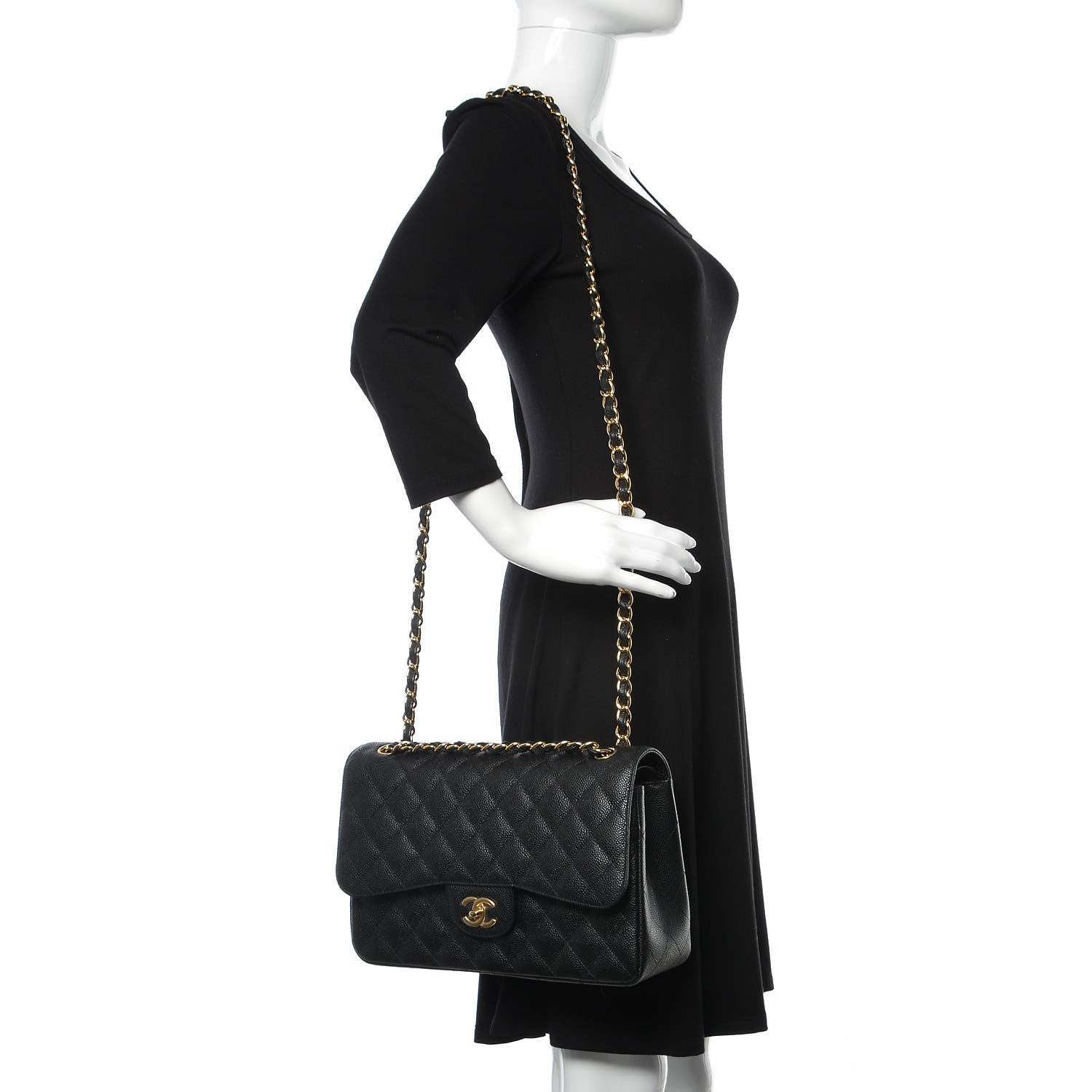Chanel Caviar Quilted Jumbo Double Flap Black 2 of 10