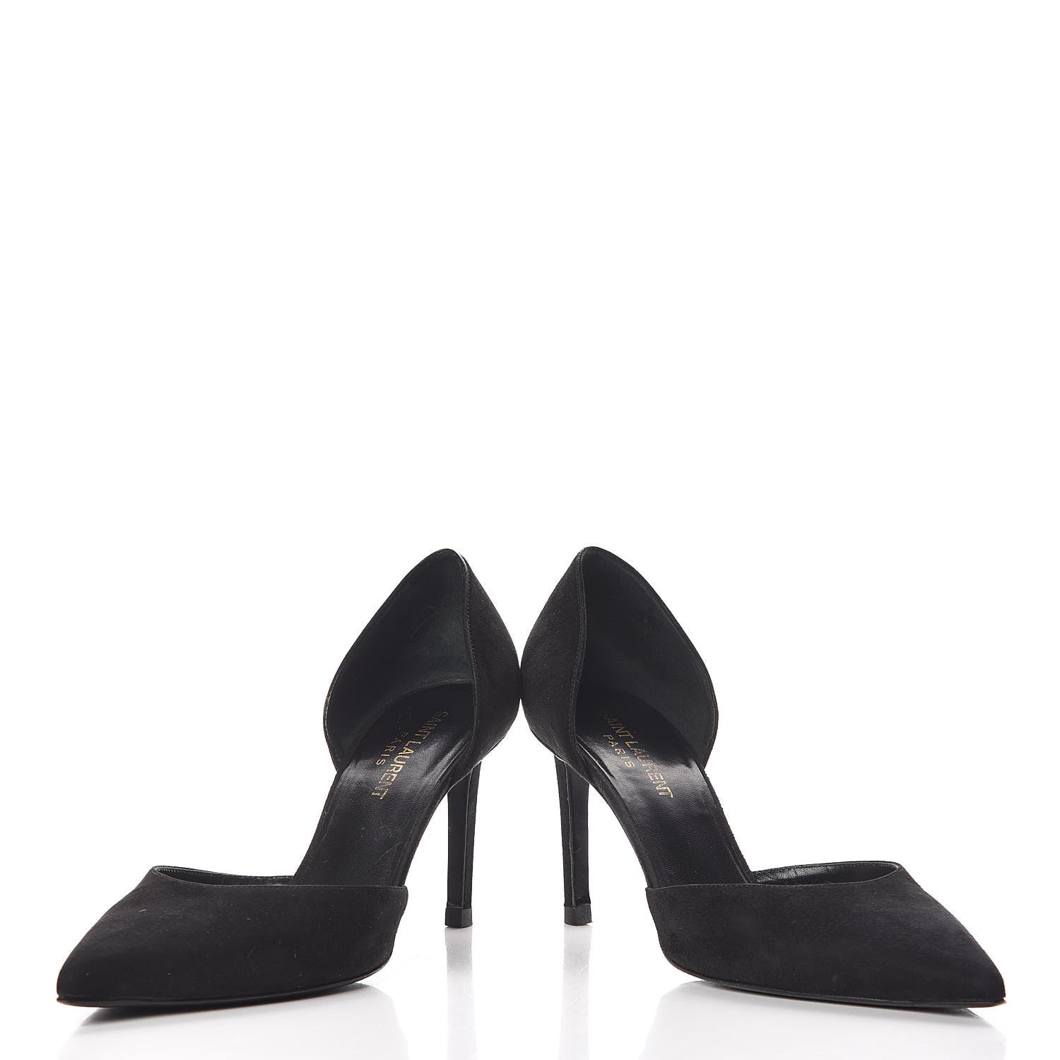 Saint Laurent Kid Scamosciato Classic Paris 80 Skinny Pumps 37.5 Black 6 of 14