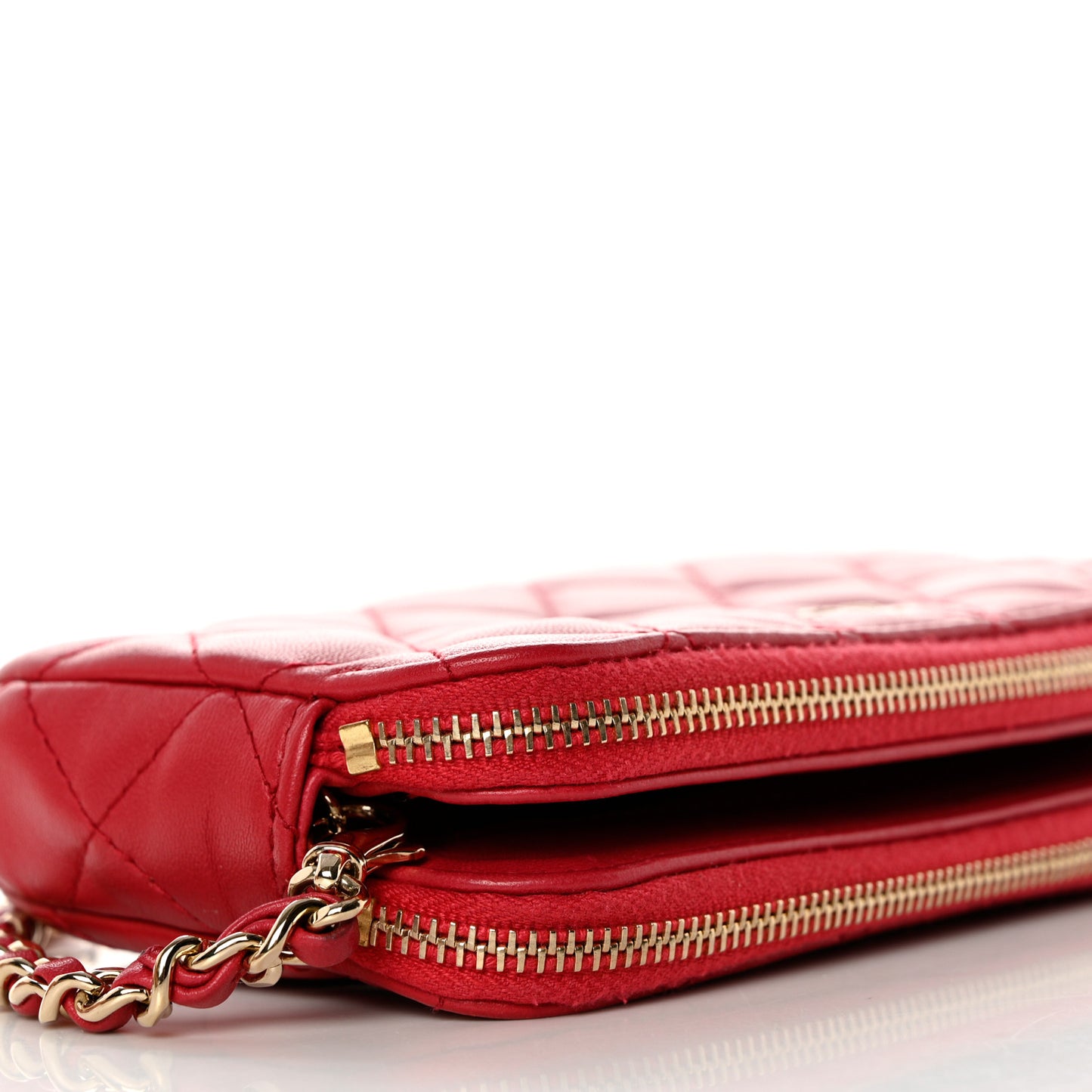 Lambskin Quilted Small Clutch With Chain Dark Pink