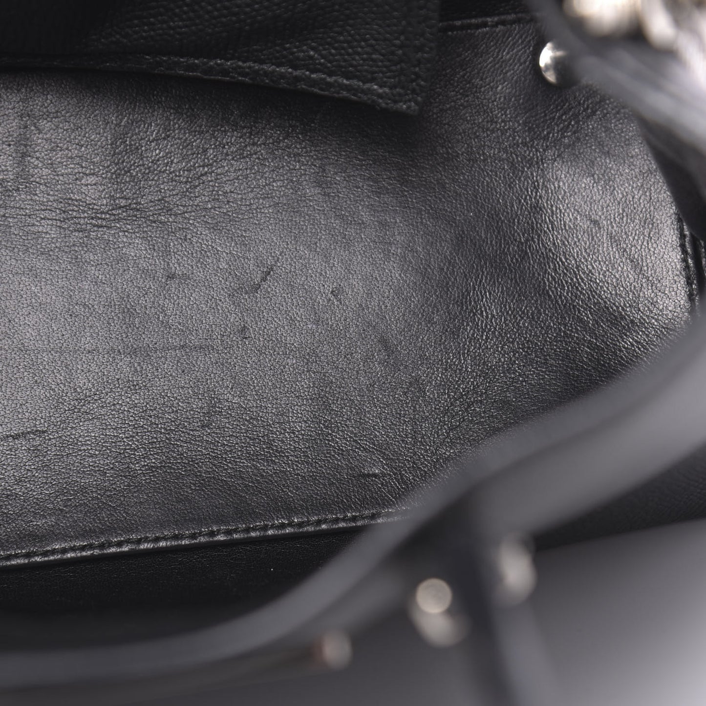 Grained Calfskin Plate Hardware Papier A6 Zip Around Tote Black