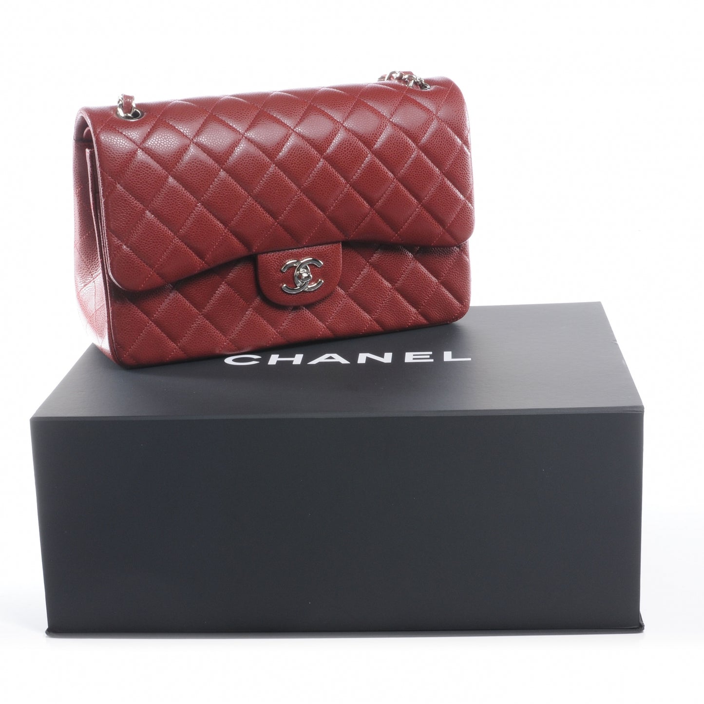 Caviar Jumbo Double Flap Red