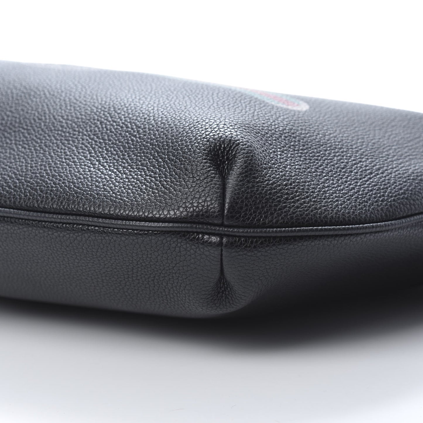 Grained Calfskin Logo Half Moon Hobo Black