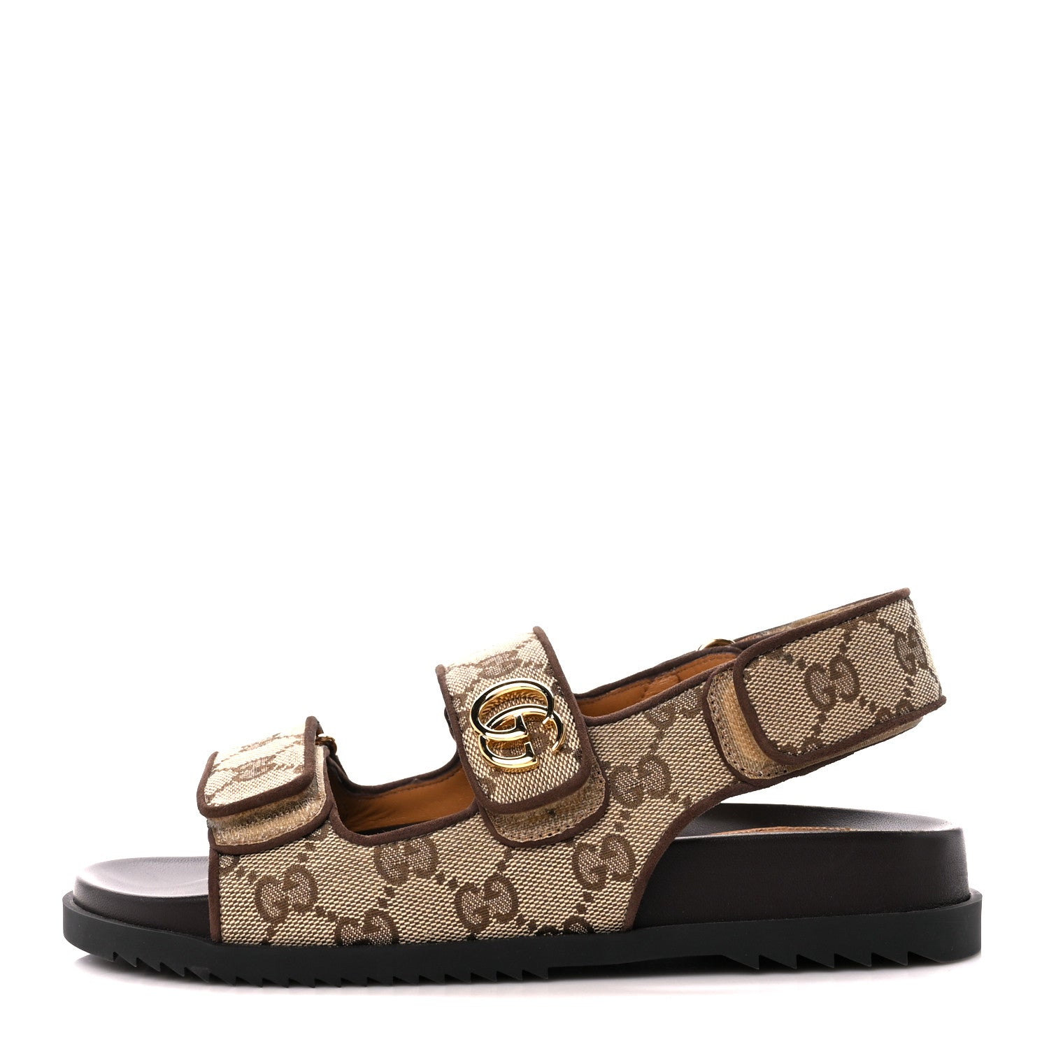 Gucci Monogram Kid Scamosciato Double G Womens Dad Sandals 35 Beige Ebony New Acero 1 of 10