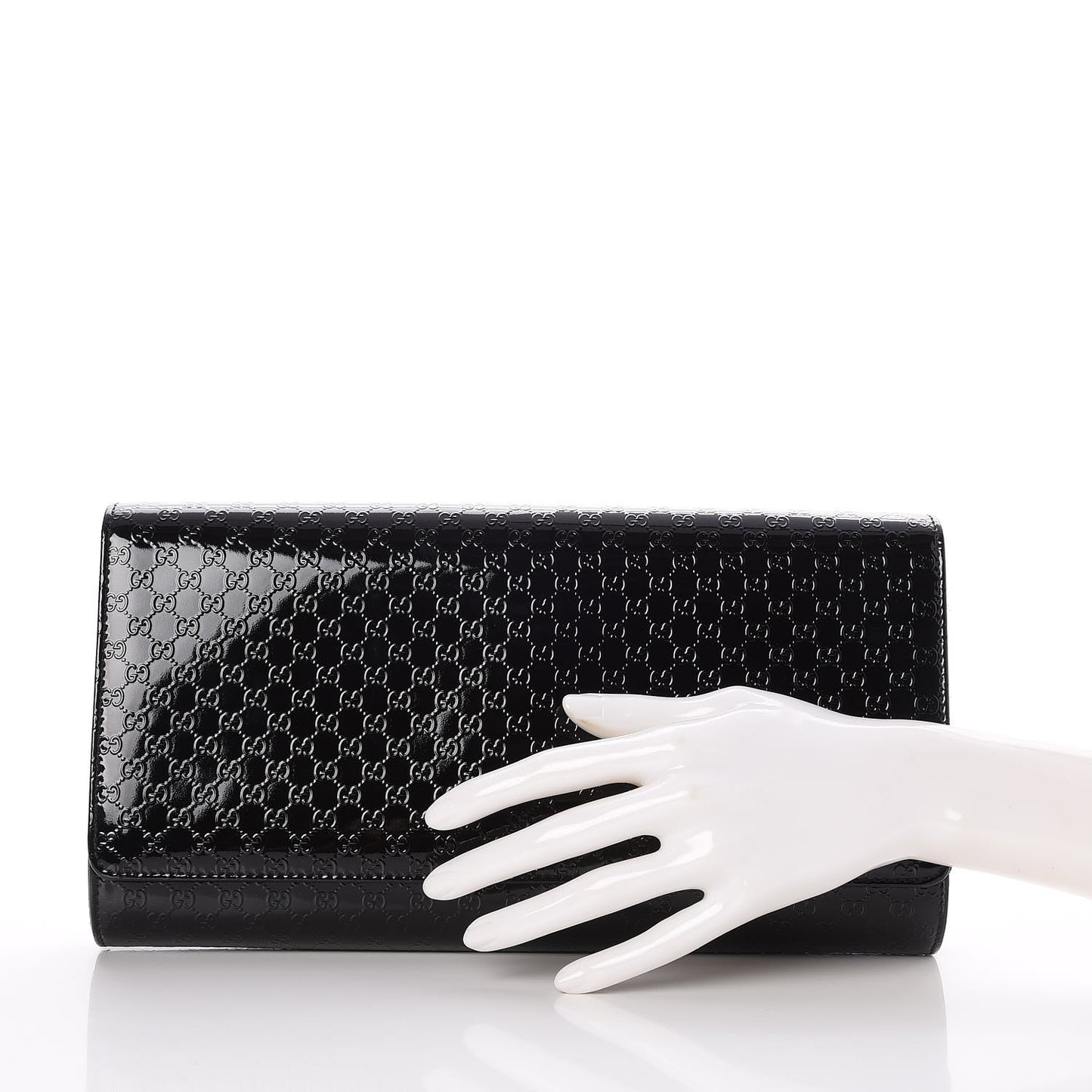 Patent Microguccissima Medium Broadway Clutch Black