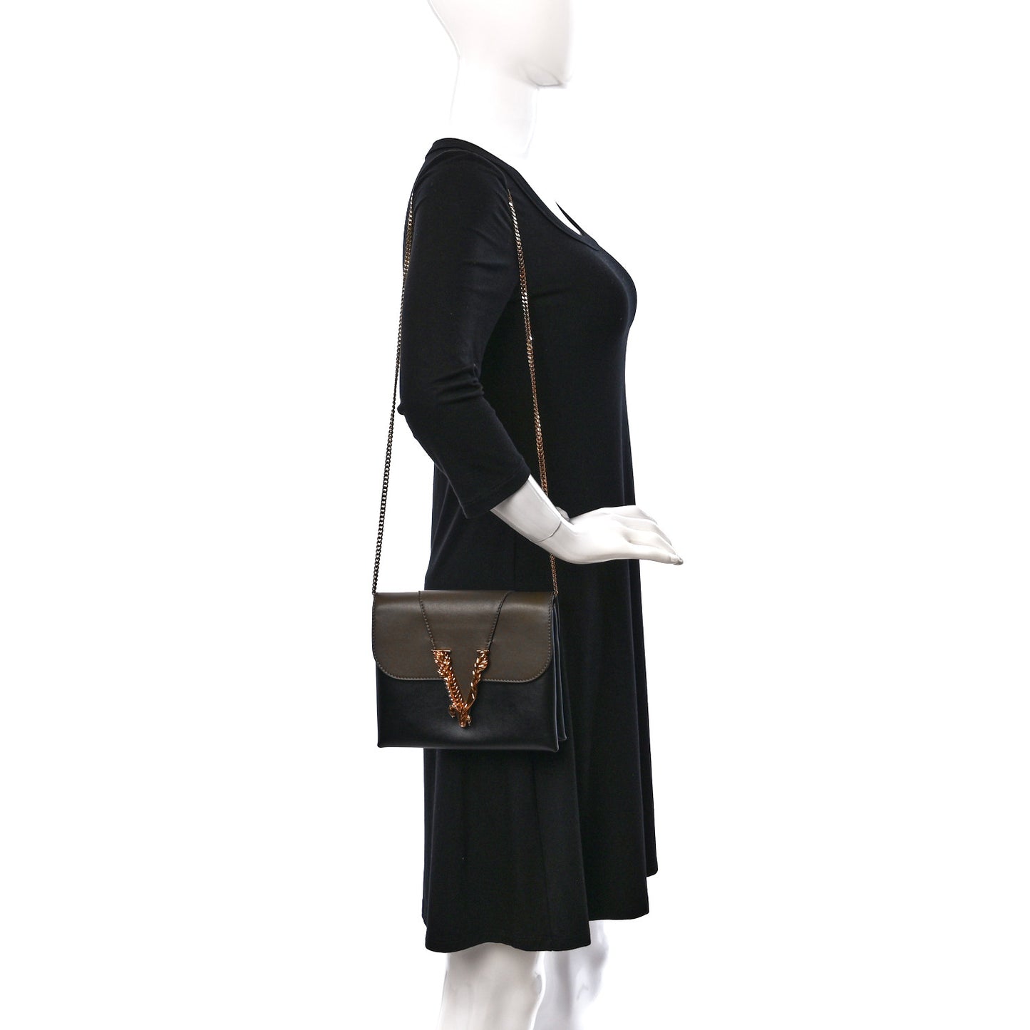 Vitello Virtus Chain Clutch Black Khaki