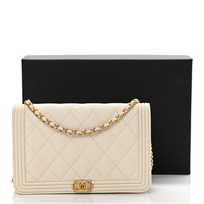 Chanel Caviar Quilted Boy Wallet On Chain WOC White 16 of 16