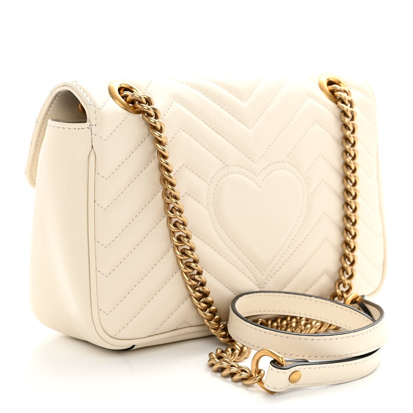 Calfskin Matelasse Small GG Marmont Shoulder Bag White