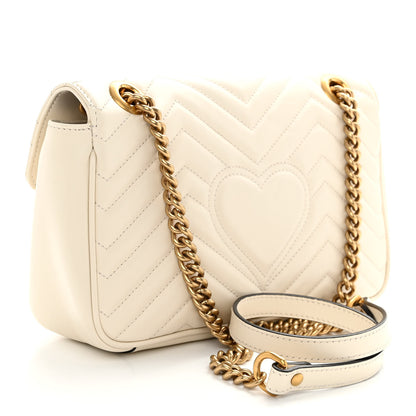 Gucci Calfskin Matelasse Small GG Marmont Shoulder Bag White 3 of 9