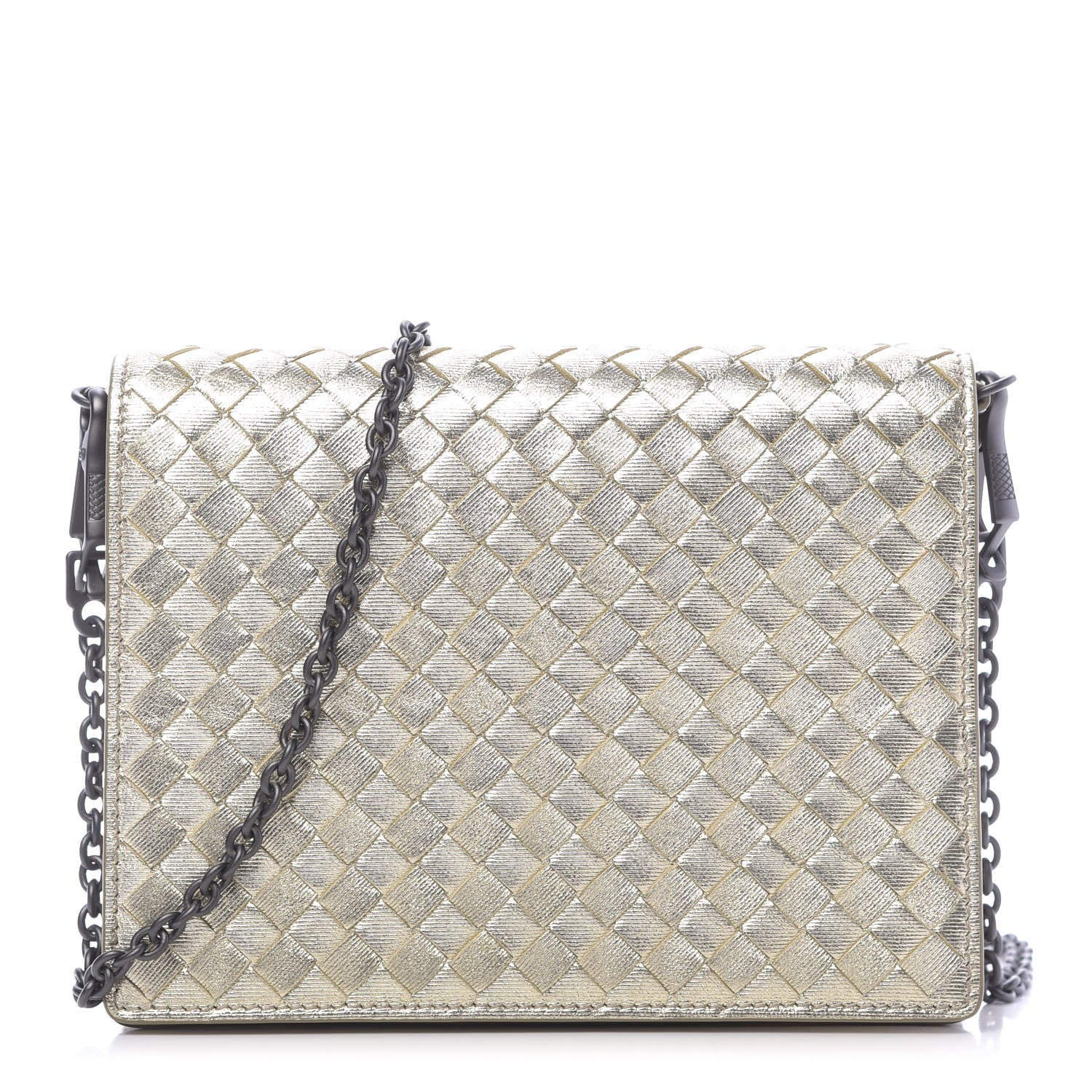 Bottega Veneta Metallic Intrecciato Grosgrain Montebello Crossbody Gold 1 of 8