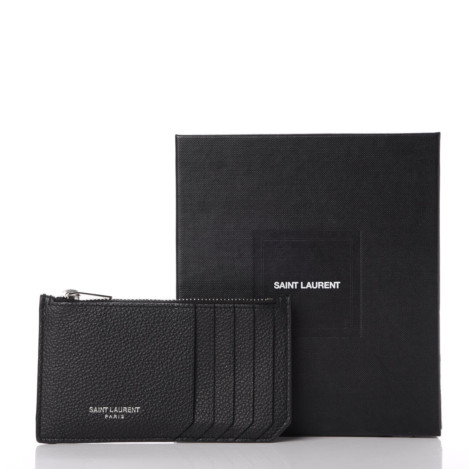 Saint Laurent Grained Calfskin 5 Fragments Zip Pouch Card Holder Black 8 of 8