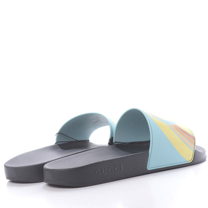 Gucci Rubber GG Rainbow Mens Pursuit Pool Slide Sandals 12 Aquamarine 4 of 10