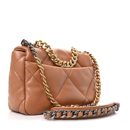Chanel Lambskin Quilted Medium Chanel 19 Flap Light Brown 3 of 9