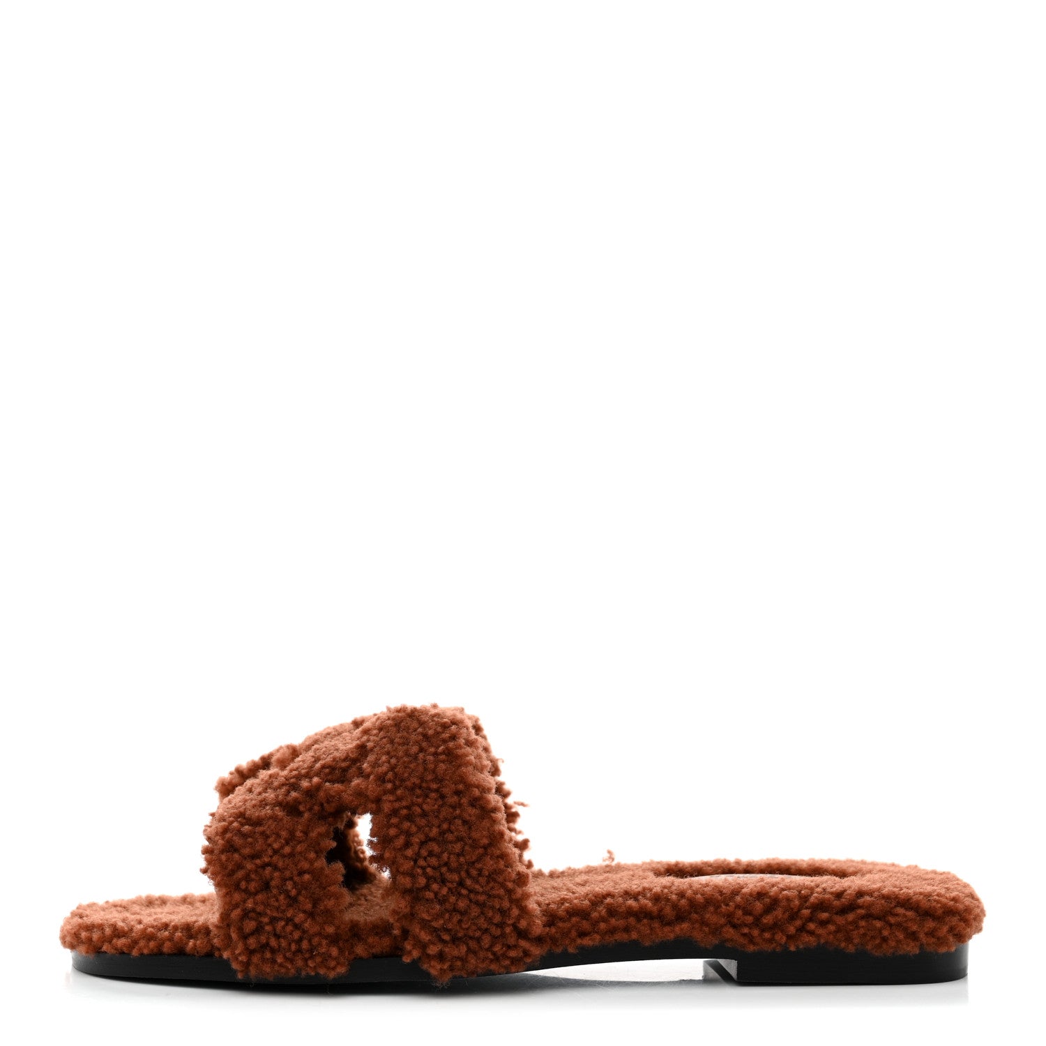 Hermes Woolskin Oran Sandals 37.5 Cognac 1 of 8