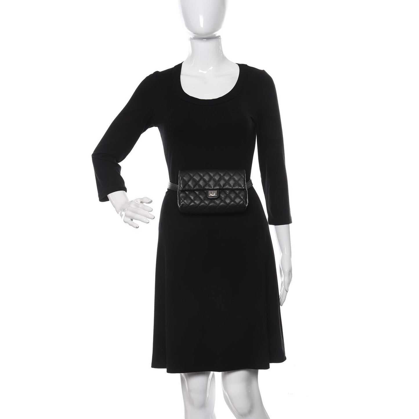 Grained Calfskin Quilted 2.55 Reissue Flap Belt Bag Clutch Black