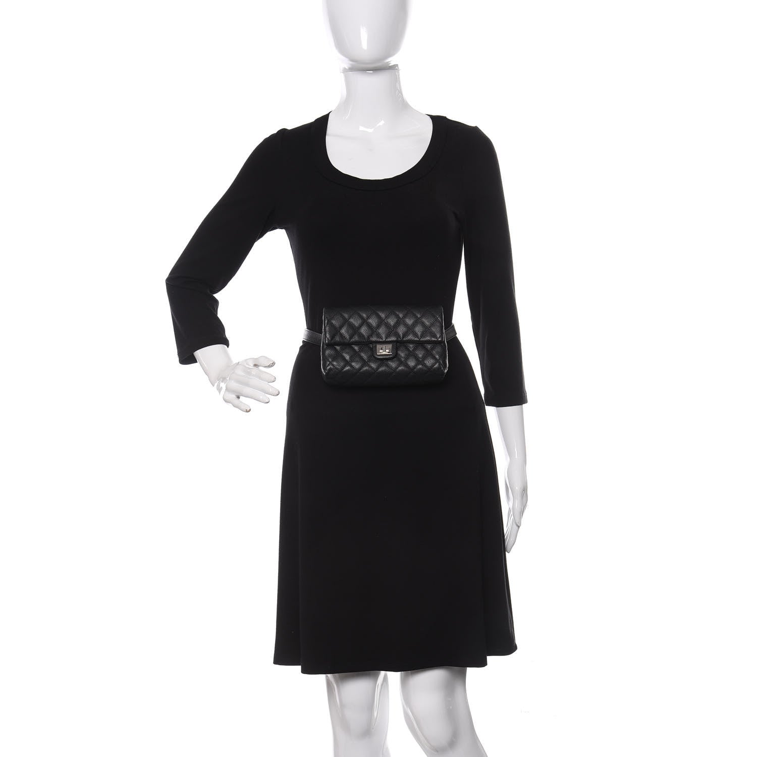 Chanel Grained Calfskin Quilted 2.55 Reissue Flap Belt Bag Clutch Black 2 of 10