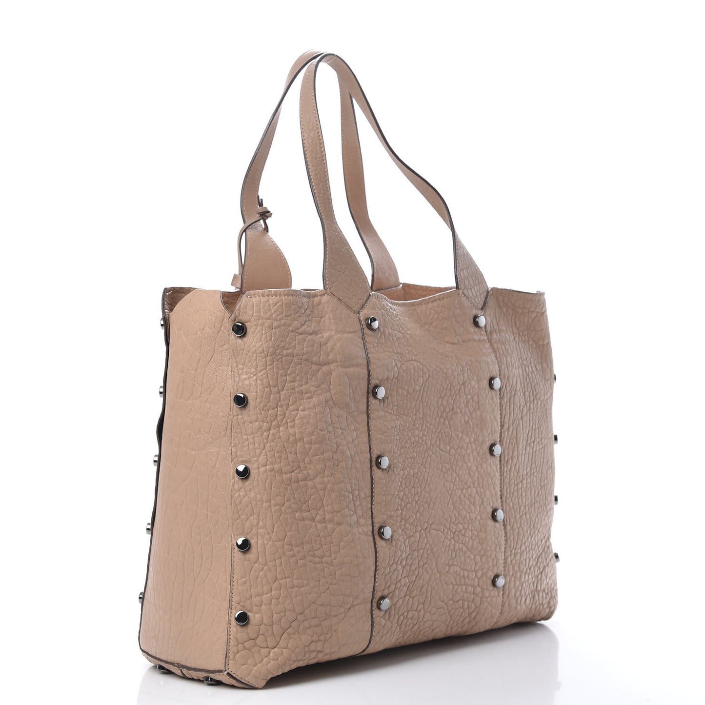 Grained Calfskin Studded Lockett Shopper Tote Ballet Pink