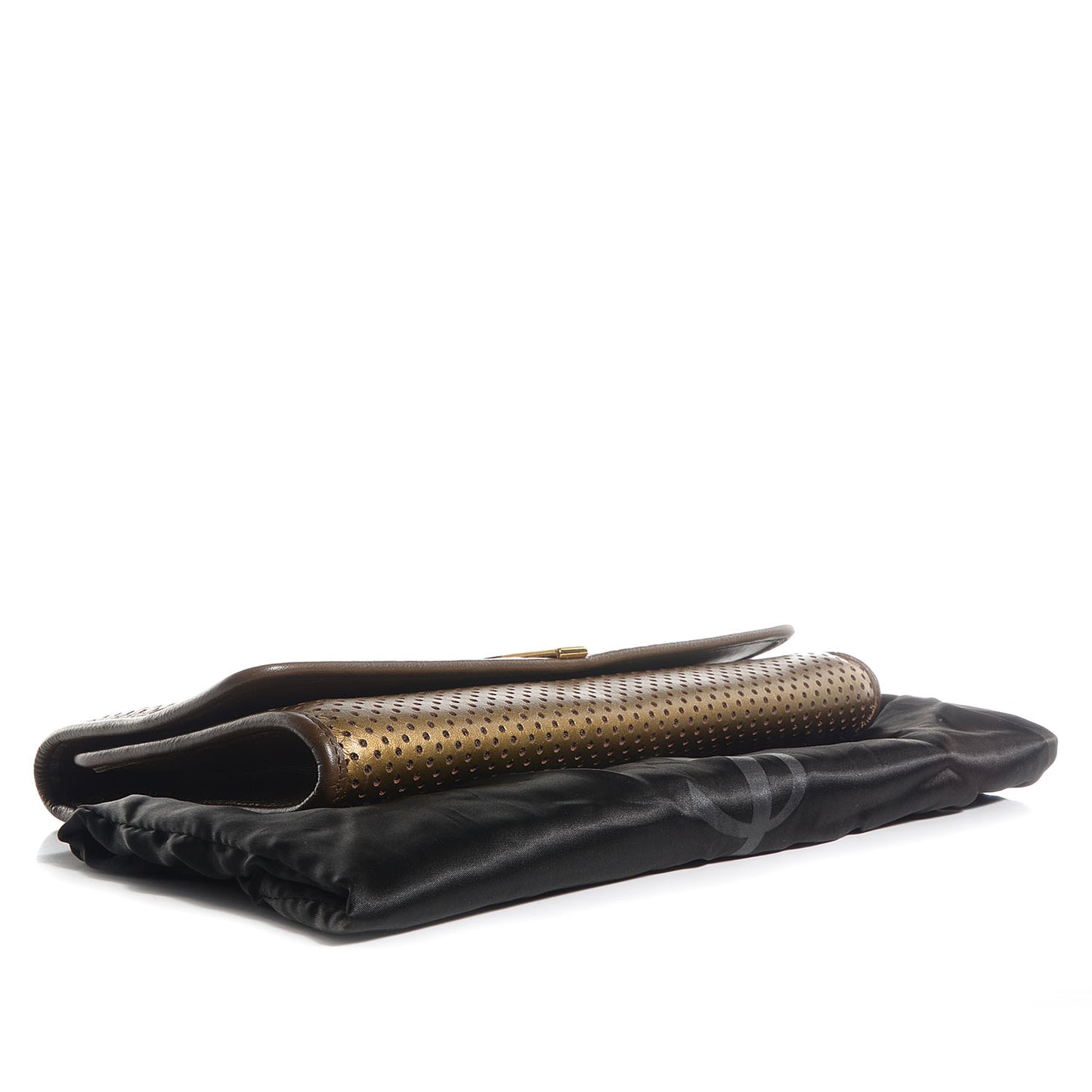 Perforated Calfskin Large ChYc Clutch Bronze