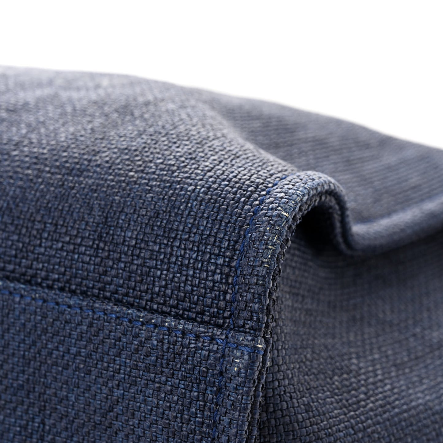 Woven Straw Raffia Medium Deauville Tote Navy