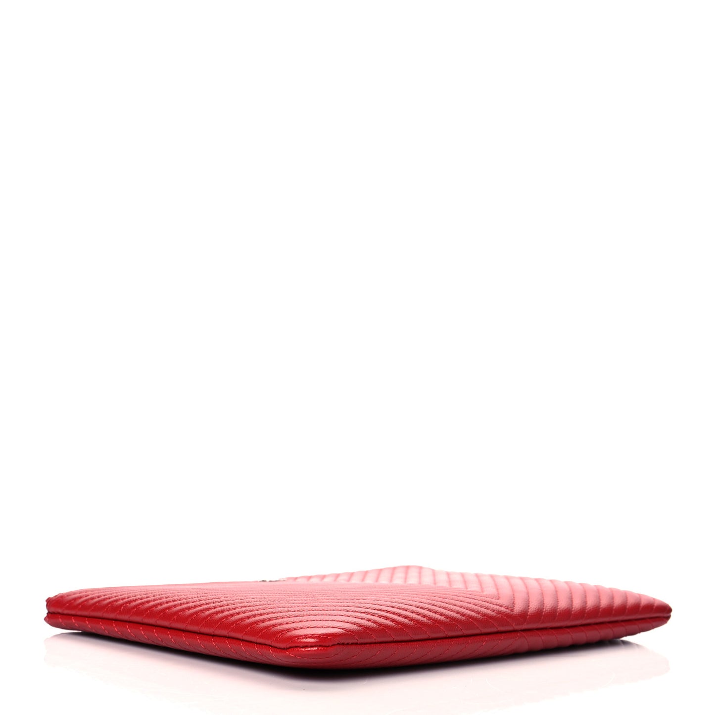 Caviar Chevron Quilted Medium Cosmetic Case Red