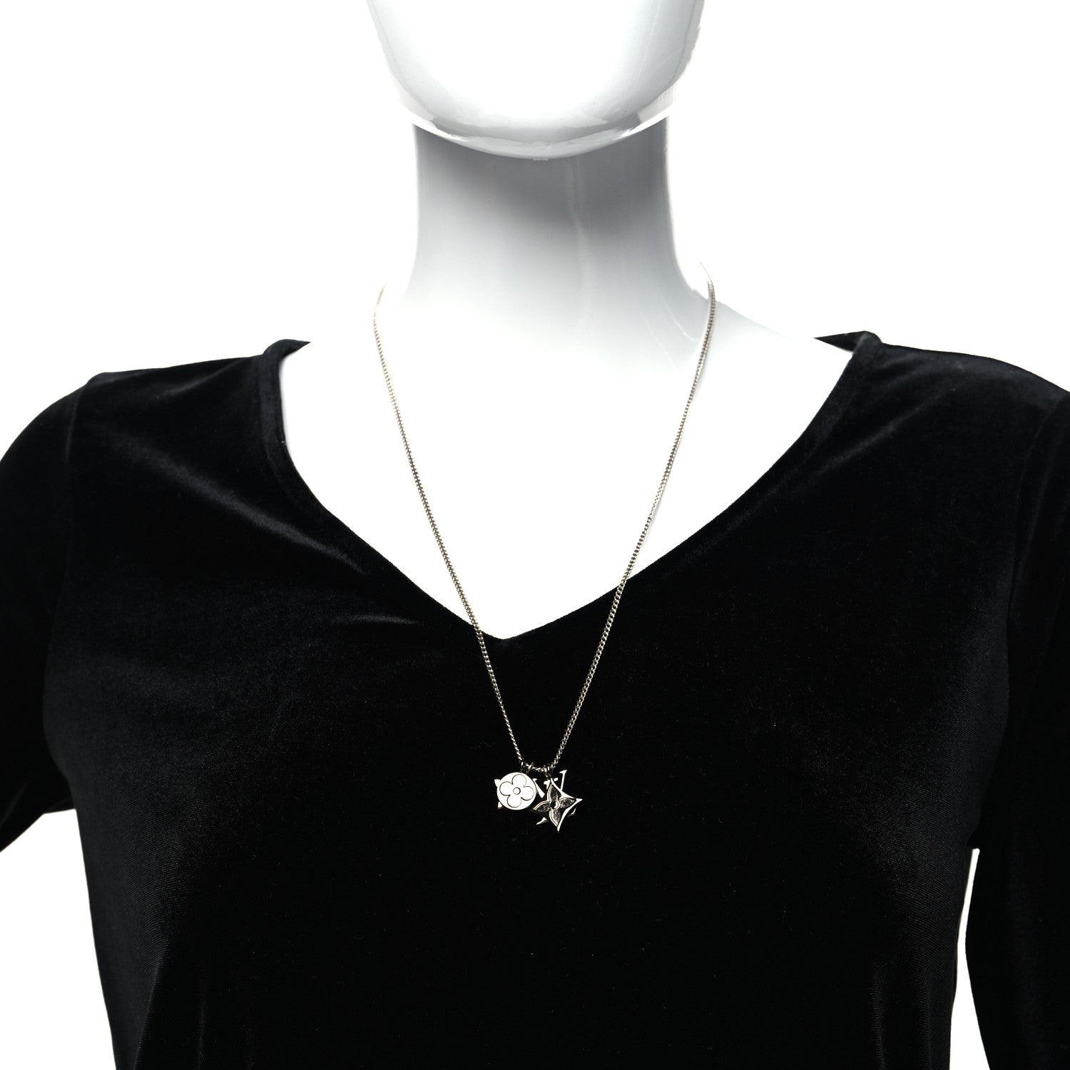 Louis Vuitton Metal LV Instinct Necklace Silver Gold 2 of 6