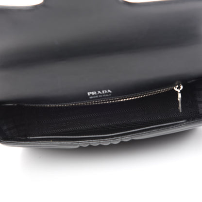 Prada Soft Calfskin Impunture Diagramme Large Chain Flap Shoulder Bag Black 5 of 8