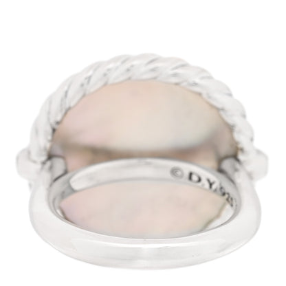 David Yurman Sterling Silver Mother Of Pearl Diamond Elements Ring 49 5 4 of 5