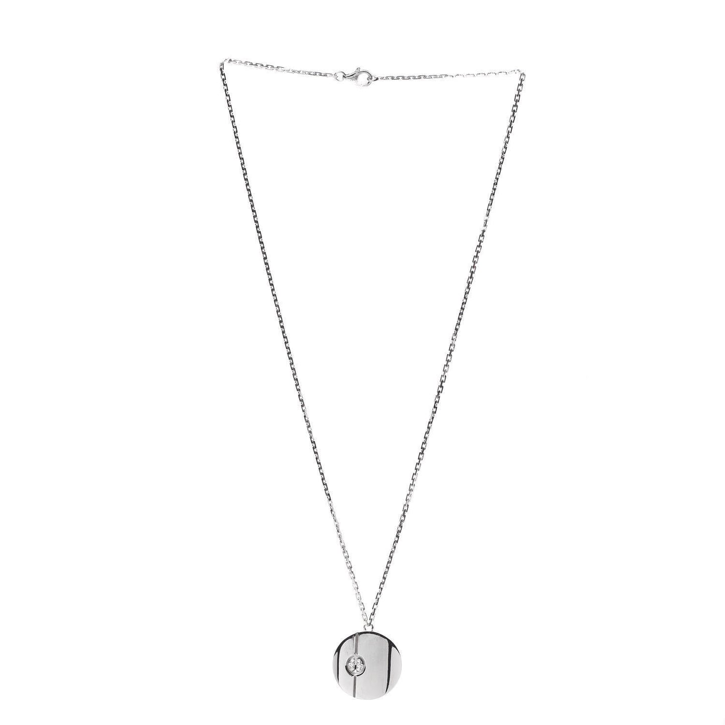 18K White Gold Diamond LOVE Medallion Pendant Necklace