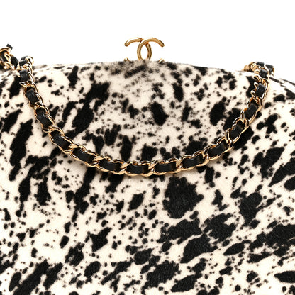 Chanel Lambskin Pony Hair Printed Clutch With Chain Black White 8 of 11