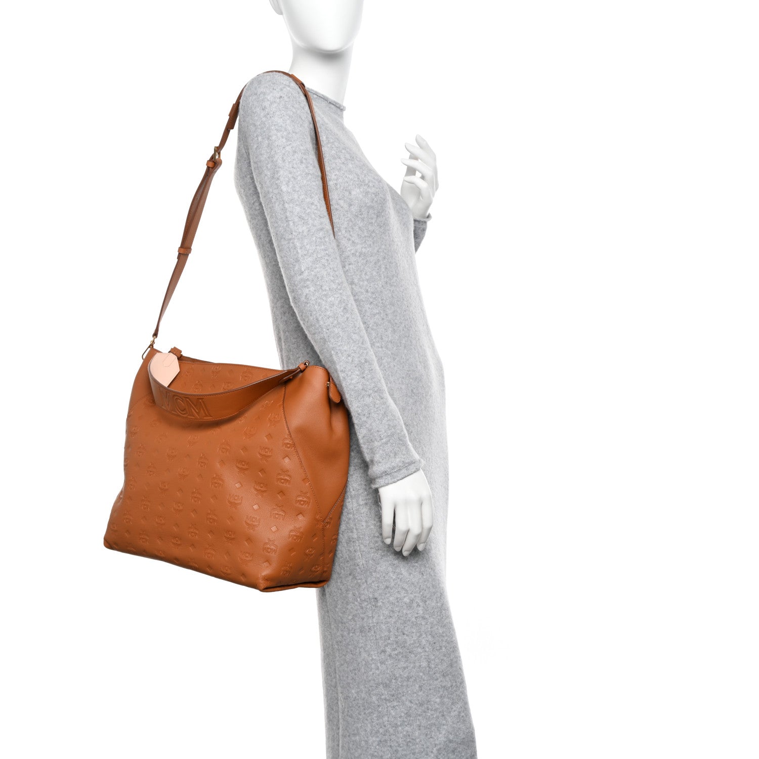 MCM Calfskin Ottomar Monogram Large Klara Hobo Cognac 2 of 10