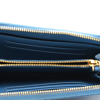 Prada Saffiano Metal Zip Around Wallet Blue 5 of 8