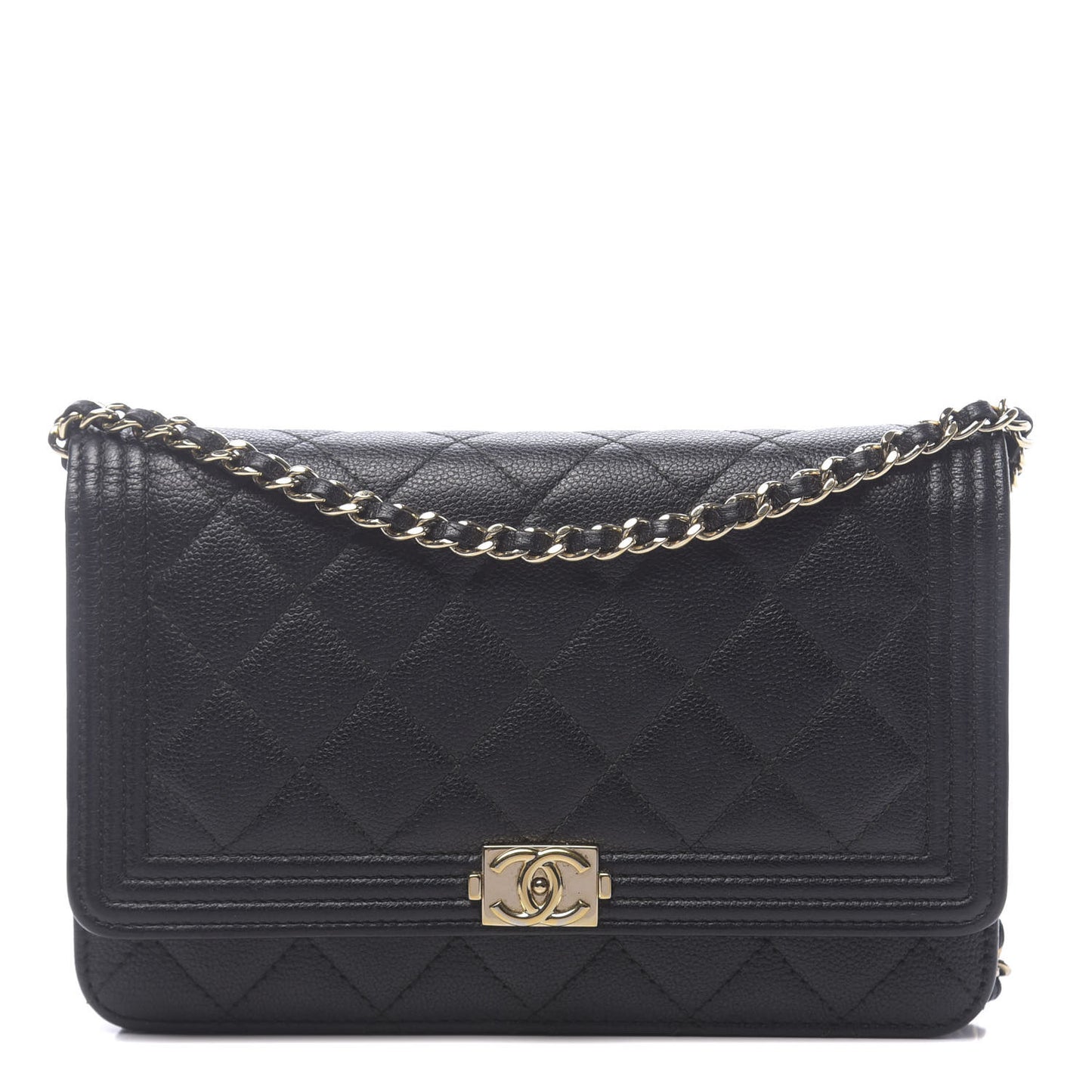 Caviar Quilted Boy Wallet On Chain WOC Black