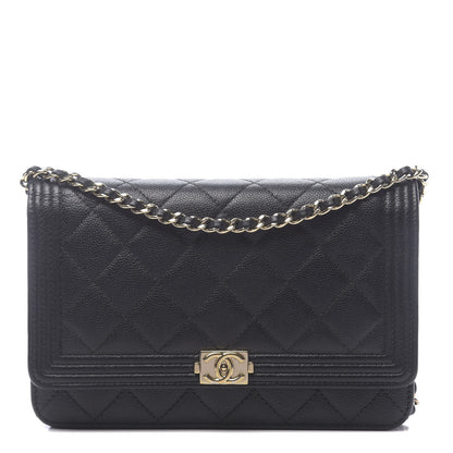 Chanel Caviar Quilted Boy Wallet On Chain WOC Black 1 of 14