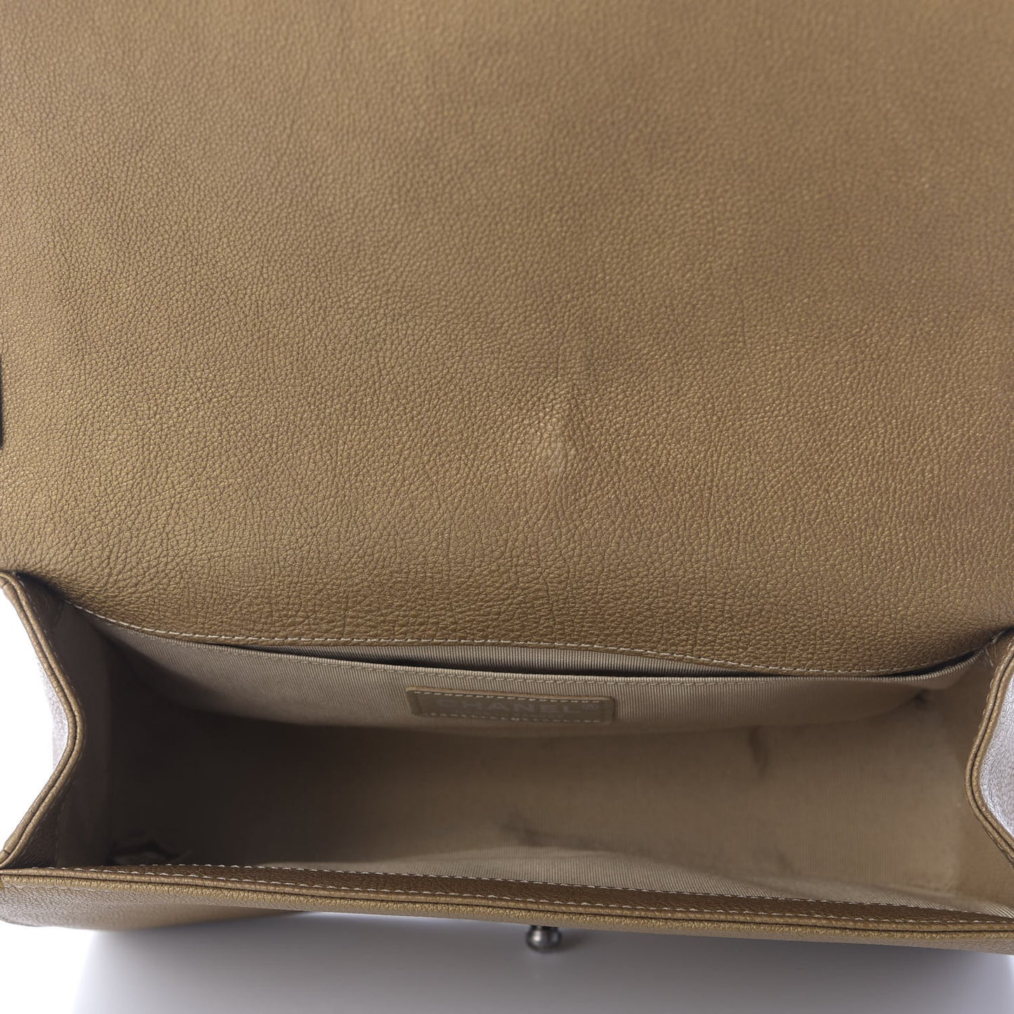 Metallic Calfskin Quilted Medium Boy Flap Dark Gold