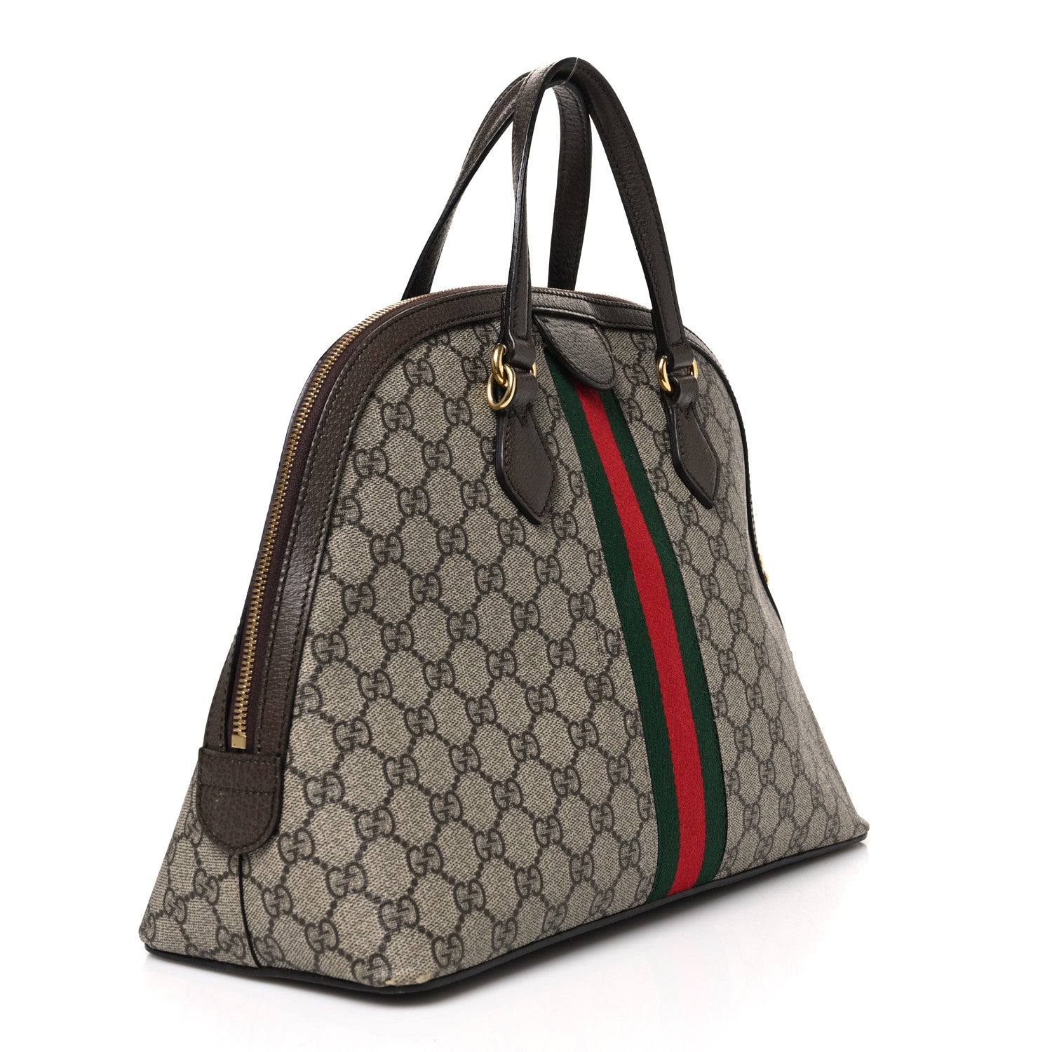 Gucci GG Supreme Monogram Web Medium Ophidia Top Handle Dome Bag Brown 3 of 12