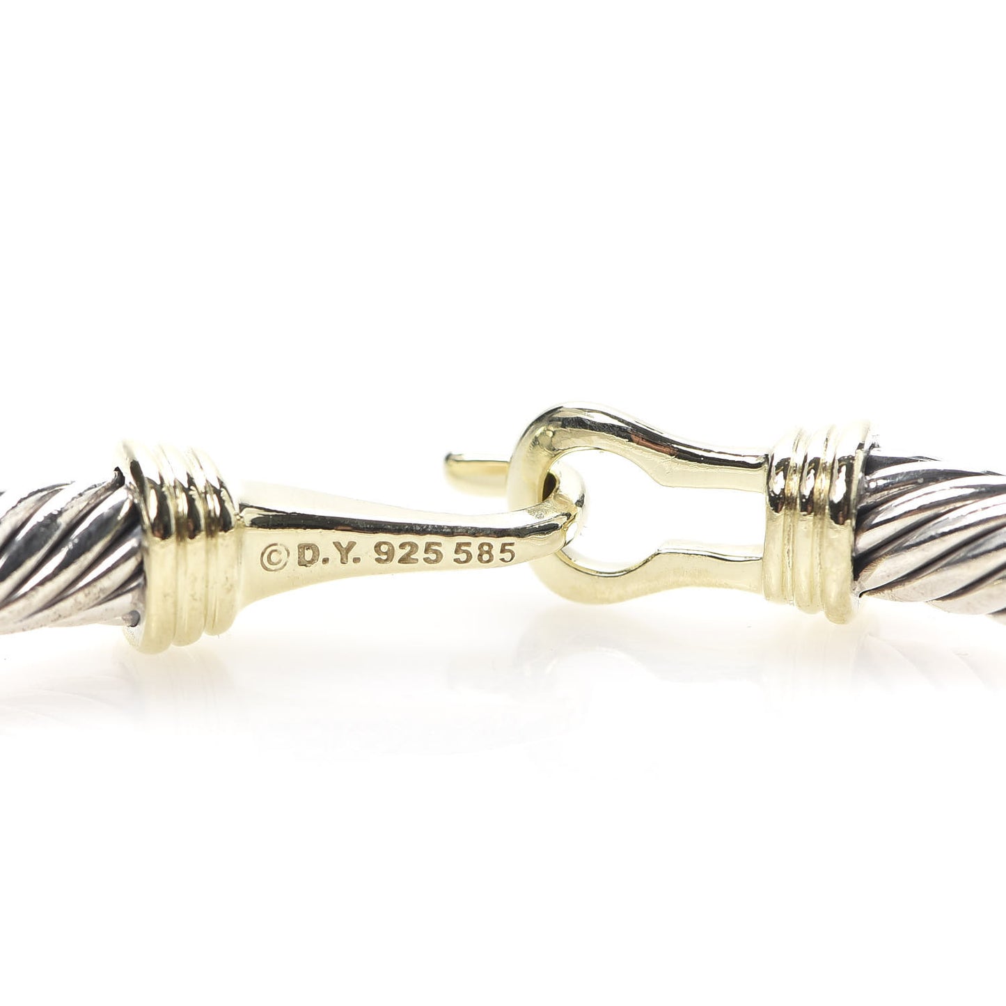 Sterling Silver 14K Yellow Gold 5mm Cable Classic Buckle Bracelet