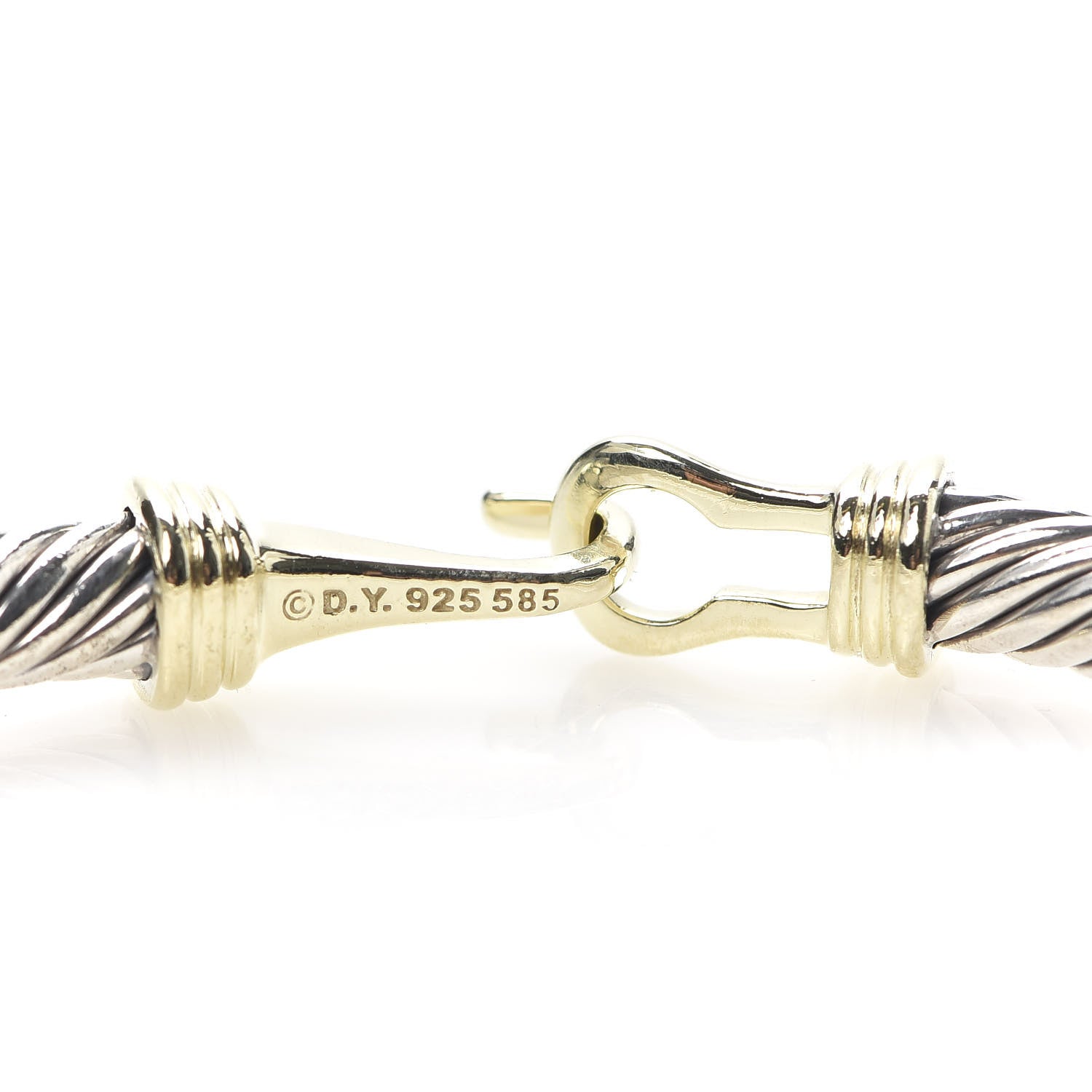 David Yurman Sterling Silver 14K Yellow Gold 5mm Cable Classic Buckle Bracelet 4 of 4
