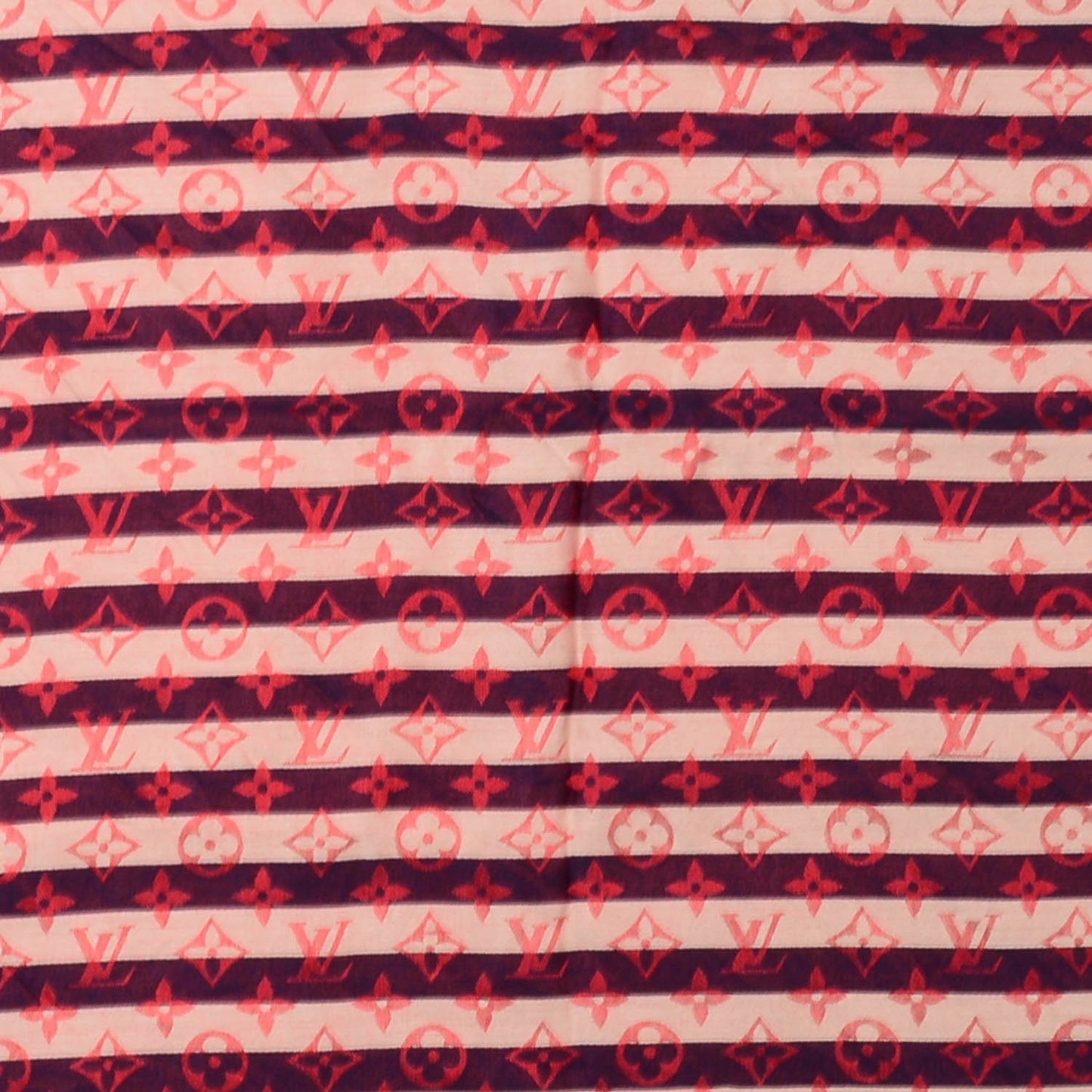 Silk Wool Monogram Striped Shawl Scarf Multicolor