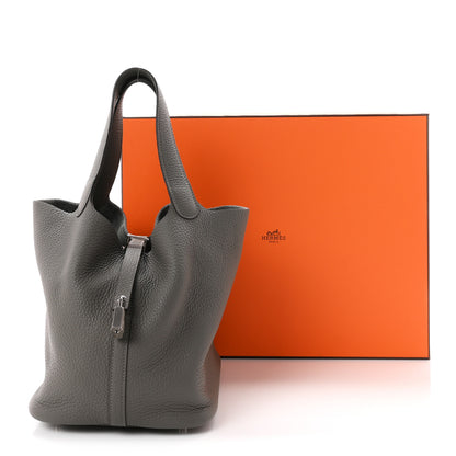 Hermes Taurillon Clemence Picotin Lock 22 MM Gris Meyer 11 of 11