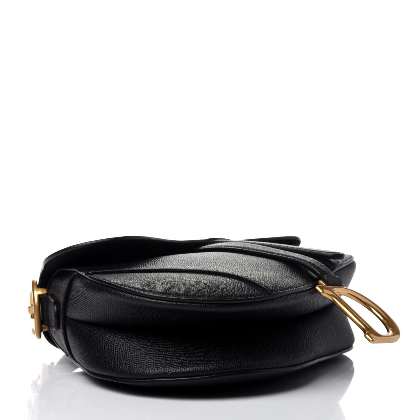Grained Calfskin Saddle Bag Black