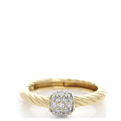 David Yurman 18K Yellow Gold Diamond Station Cable Ring 49 5 1 of 5