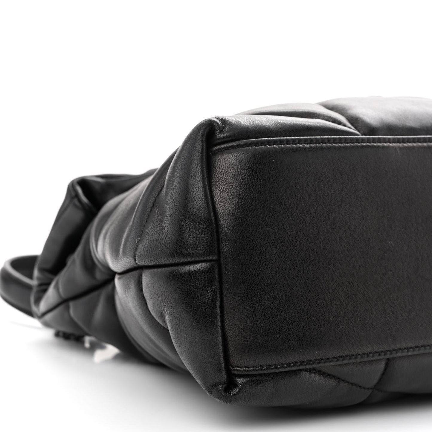 Lambskin Quilted Monogram Monochrome Medium Loulou Puffer Chain Satchel Black