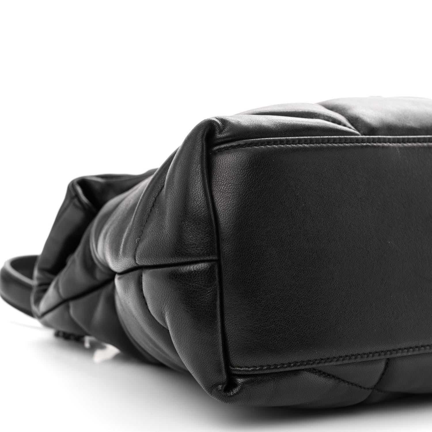 Saint Laurent Lambskin Quilted Monogram Monochrome Medium Loulou Puffer Chain Satchel Black 9 of 10