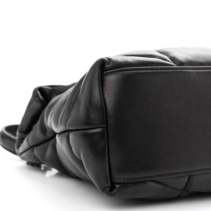 Saint Laurent Lambskin Quilted Monogram Monochrome Medium Loulou Puffer Chain Satchel Black 9 of 10
