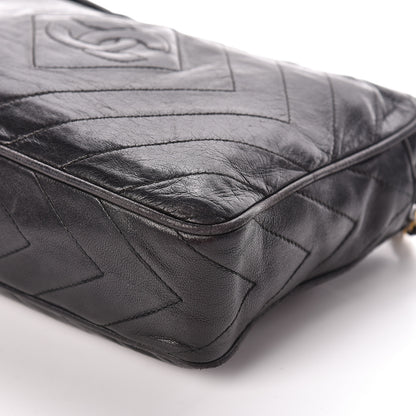 Chanel Lambskin Chevron Quilted Tassel Camera Case Black 11 of 17