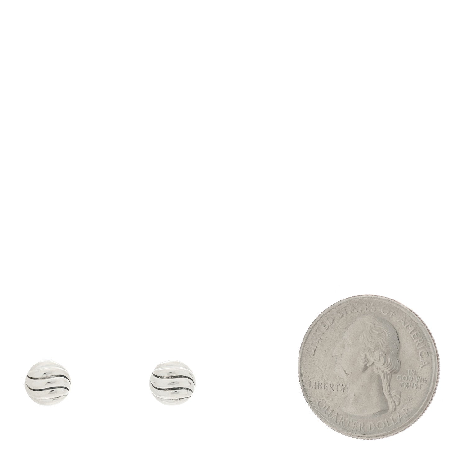David Yurman Sterling Silver 8mm Sculpted Cable Stud Earrings 2 of 4